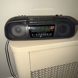 Panasonic RC-X260  AM/FM Black Stereo Clock Radio -Cassette Recorder Works